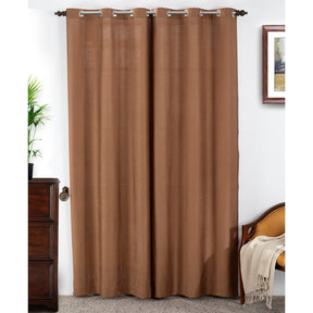 Tussah SilkÃ‚Â Solid 2PC Orange Curtain Set