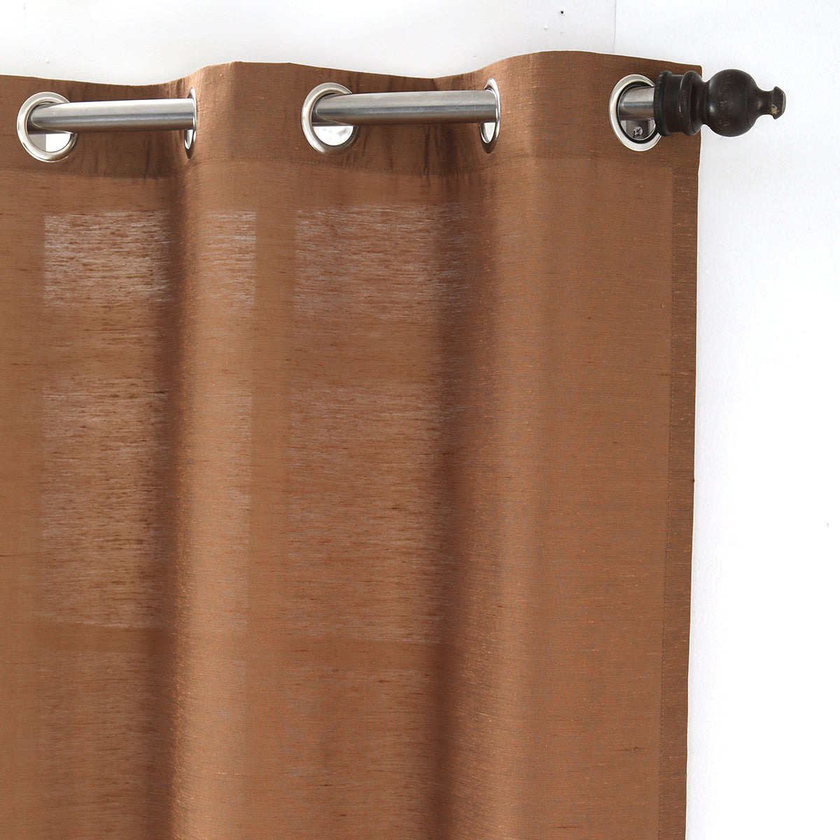 Tussah Silk Solid 2PC Orange Curtain Set