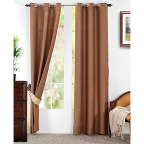 Tussah SilkÃ‚Â Solid 2PC Orange Curtain Set