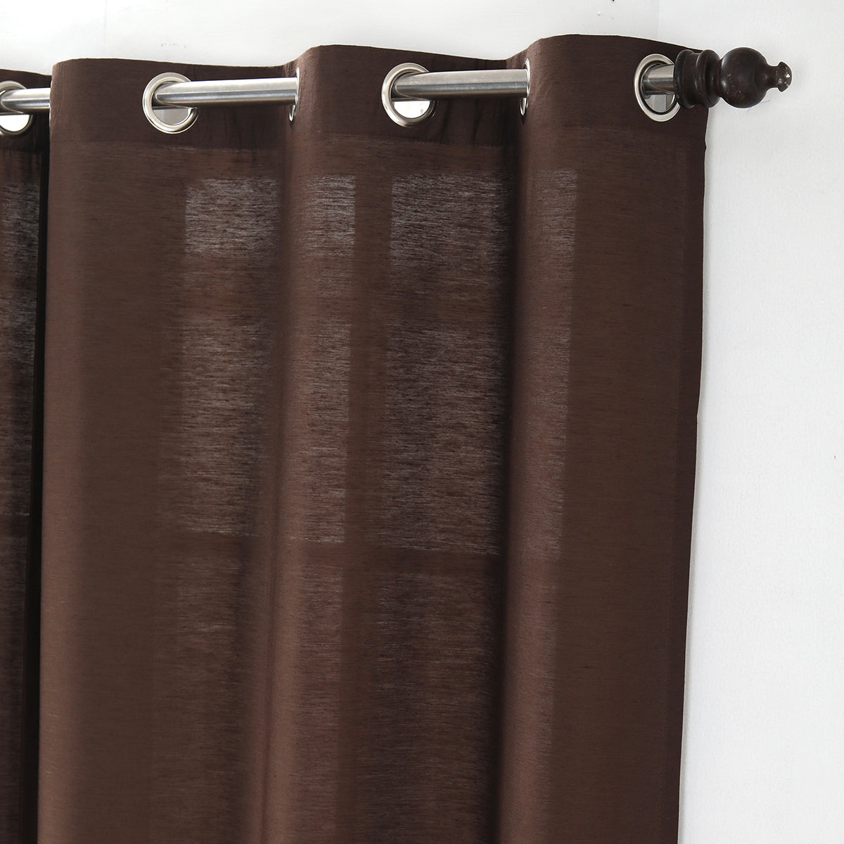 Tussah Silk Solid 2PC Brown Curtain Set