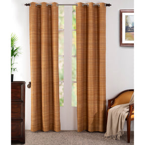 Hickory Silk Solid 2PC Gold Curtain Set