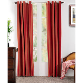 Fresh Ford Stripe Textured 2PC Orange Curtain Set