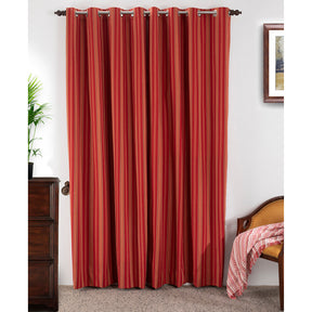 Fresh Ford Stripe Textured 2PC Orange Curtain Set