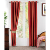 Fresh Ford Stripe Textured 2PC Orange Curtain Set