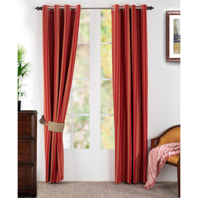 Fresh Ford Stripe Textured 2PC Orange Curtain Set