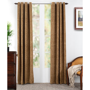 Oracle Chenille Textured 2PC Gold Curtain Set