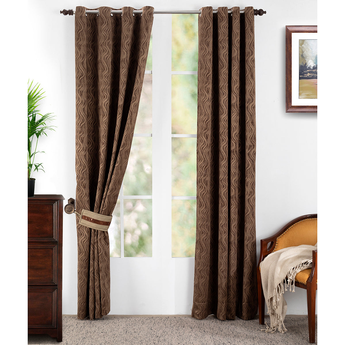 Oracle Chenille Textured 2PC Gold Curtain Set