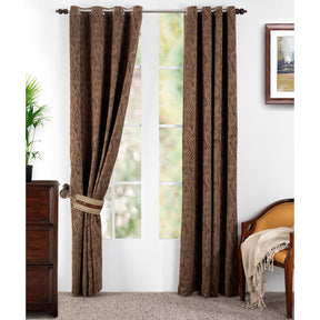 Oracle Chenille Textured 2PC Brown Curtain Set