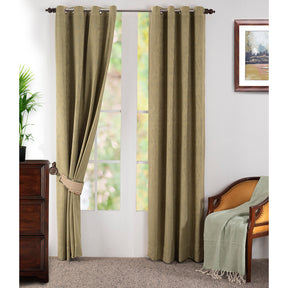 Oracle Chenille Textured 2PC Green Curtain Set
