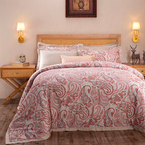 Exotic Heritage Modern Paisely 100% Cotton Soft 8PC Red Duvet Cover Set
