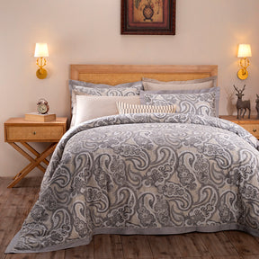 Exotic Heritage Modern Paisely 100% Cotton Soft 8PC Neutral Duvet Cover Set