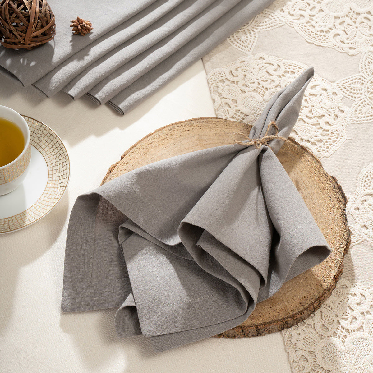 6 Pcs Napkin Set Graphite Soft & Durable Maison