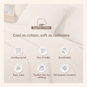 8Pc Emmie 100% Cotton Yarn Dyed Melange Light Beige Quilt Set