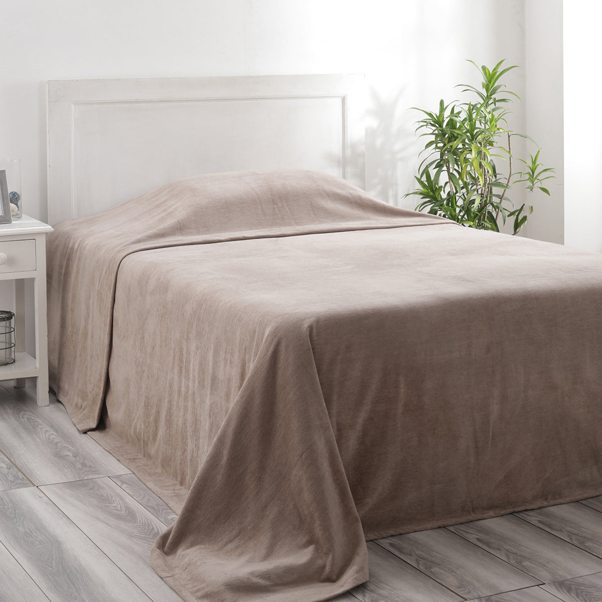 Jessica 100% Cotton Solid Woven Super Soft Ecru Bed Cover/Blanket