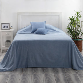Jessica 100% Cotton Solid Woven Super Soft Heritage Blue Bed Cover/Blanket