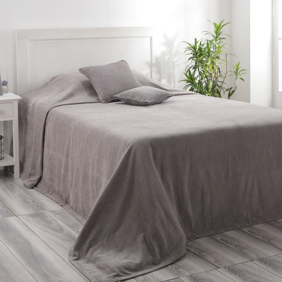Jessica 100% Cotton Solid Woven Super Soft Wild Dove Bed Cover/Blanket