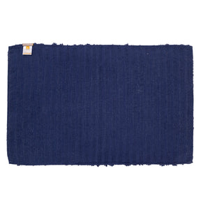 Corded Stripe Anti Skid Solid Navy Bath Mat