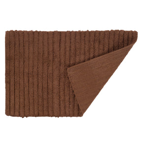 Corded Stripe Anti Skid Solid Nurture Brown Bath Mat