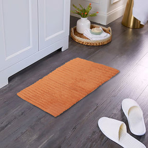 Corded Stripe Anti Skid Solid Burnt Bath Mat