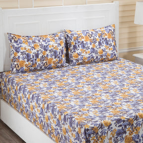 Donatella Alyssa Printed 144 TC 100% Cotton Yellow Bed Sheet
