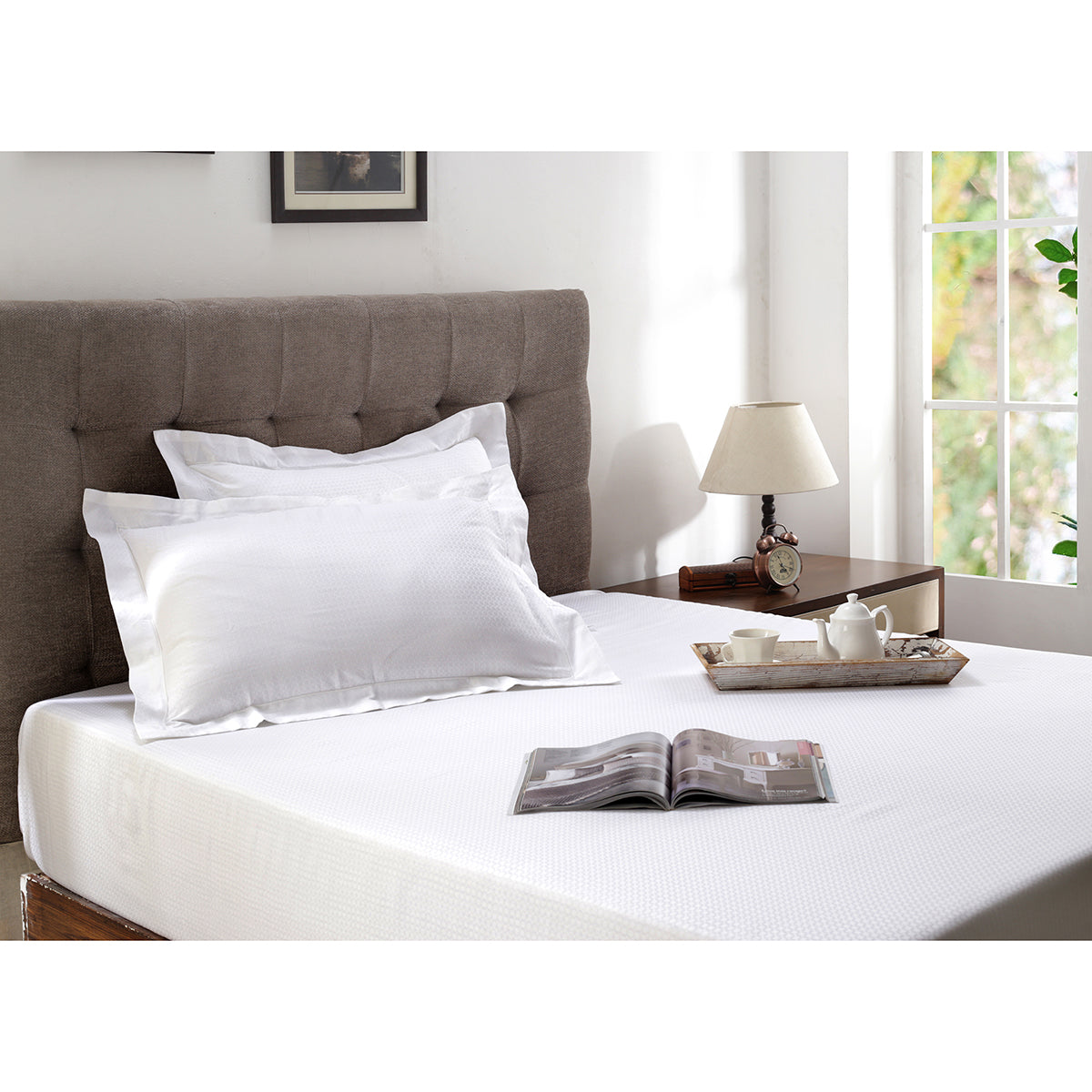 Astrid Self Jacquard 100% Cotton Bed Sheet With Pillow Covers