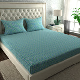 Donatella Breeze Print Blue Bed Sheet with Pillow Case