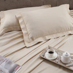 Clemonte Self Jacquard 100% Cotton Cream Bed Sheet