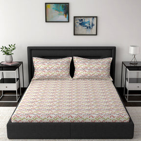 Modern Sanctuary Estella Printed 200 TC 100% Cotton Red Bed Sheet