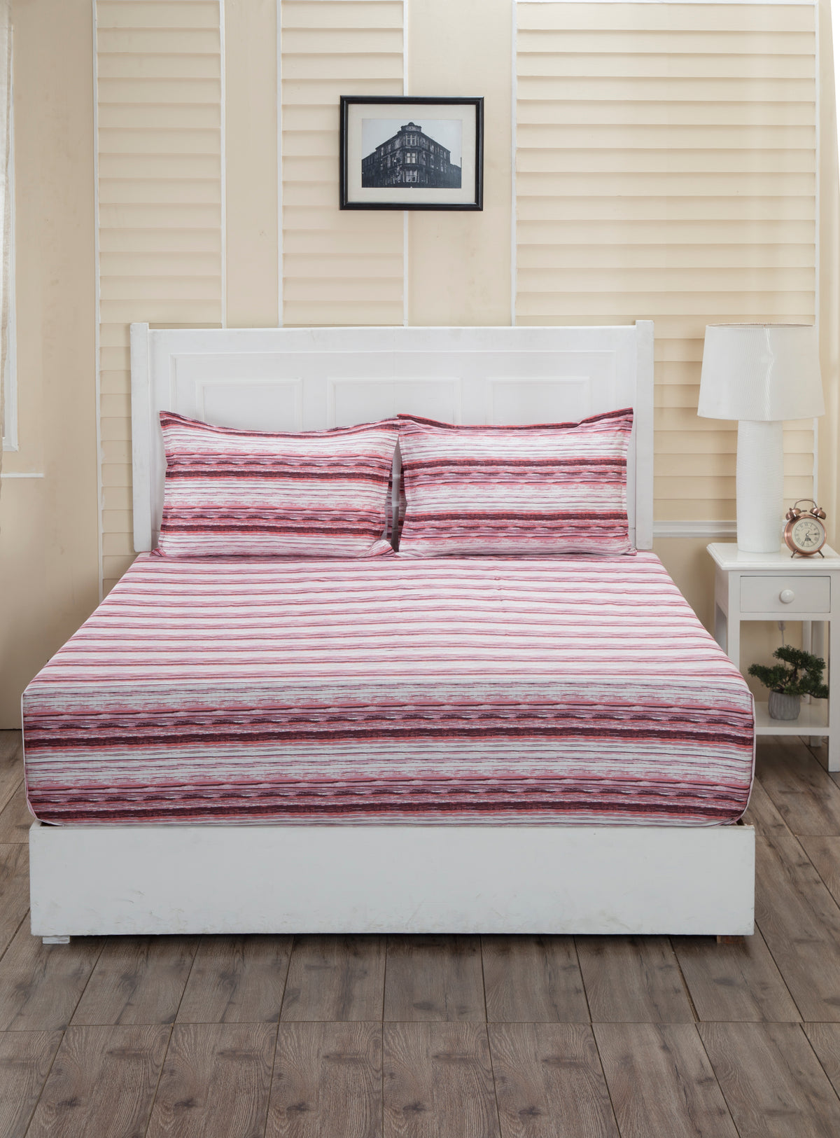 Donatella Linea Printed 200TC 100% Cotton Pink Bed Sheet