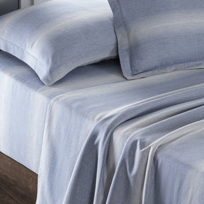 Rhythmic Stripe Reversible Made With Egyptian Cotton Ultra Soft Classic Blue/Grey Marble Bed Sheet Set