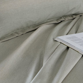 Rhythmic Stripe Reversible Made With Egyptian Cotton Ultra Soft Chameleon Green/Chinchilla Bed Sheet Set