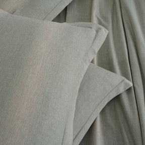 Rhythmic Stripe Reversible Made With Egyptian Cotton Ultra Soft Chameleon Green/Chinchilla Bed Sheet Set