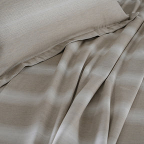 Rhythmic Stripe Reversible Made With Egyptian Cotton Ultra Soft Chinchilla/White Bed Sheet Set