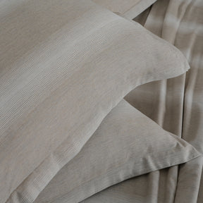 Rhythmic Stripe Reversible Made With Egyptian Cotton Ultra Soft Chinchilla/White Bed Sheet Set