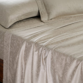 Scroll Self Jacquard 100% Cotton Ultra Soft Bed Sheet With Pillow Covers