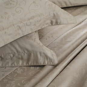Scroll Self Jacquard 100% Cotton Ultra Soft Bed Sheet With Pillow Covers