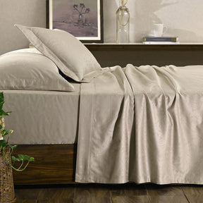 Scroll Self Jacquard 100% Cotton Ultra Soft Bed Sheet With Pillow Covers