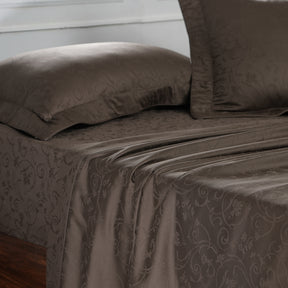 Scroll Self Jacquard 100% Cotton Ultra Soft Bed Sheet With Pillow Covers