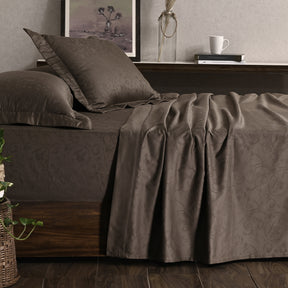 Scroll Self Jacquard 100% Cotton Ultra Soft Bed Sheet With Pillow Covers