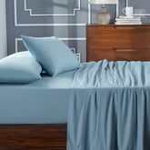 Slumber Plain Easy Care Percale 100% Cotton Blue Crisp Bed Sheet with Pillow Case