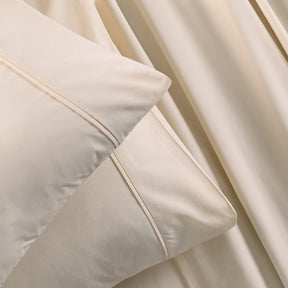 Slumber Plain Easy Care Percale 100% Cotton Ecru Crisp Bed Sheet with Pillow Case