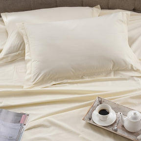 Serena Peach Finish Plain 100% Cotton Cream Velvet Feel Bed Sheet
