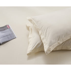 Serena Peach Finish Plain 100% Cotton Cream Velvet Feel Bed Sheet