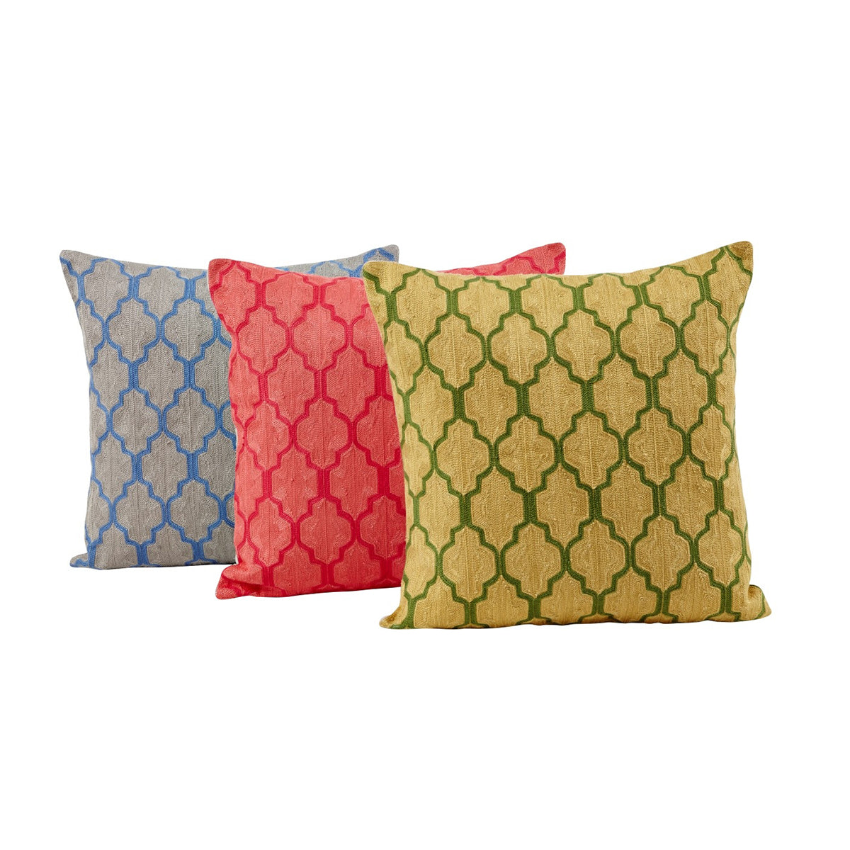 Maspar Chain Stitch Gypsy Lock Cushion Cover Blue