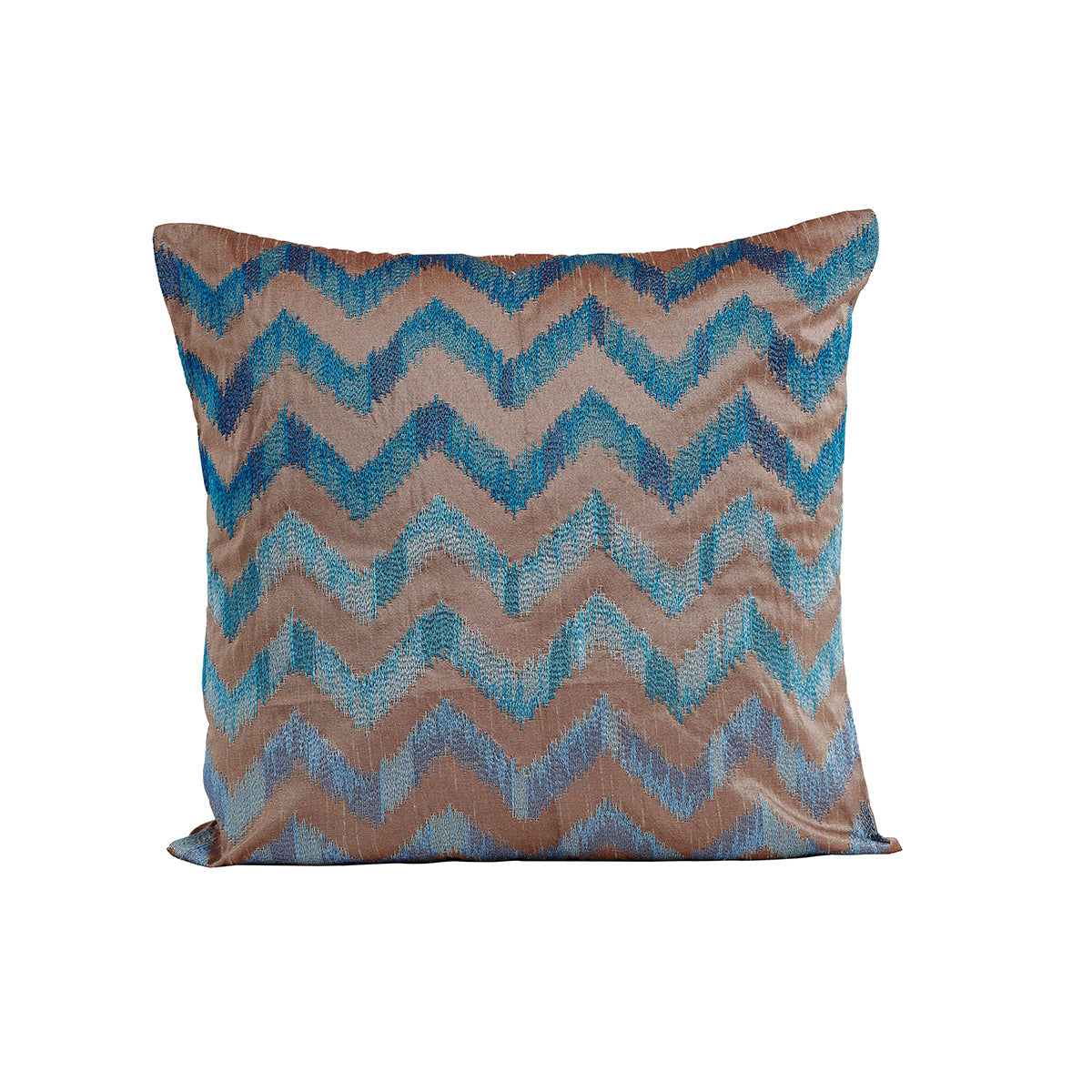 Maspar Machine Embroidery Ikat Zig Zag Cushion Cover Blue