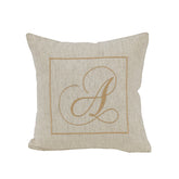 Maspar Machine Embroidery Monogram A/Cotton Flax Cushion Cover Beige