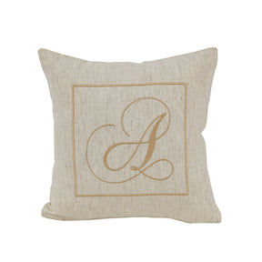 Maspar Machine Embroidery Monogram A/Cotton Flax Cushion Cover Beige