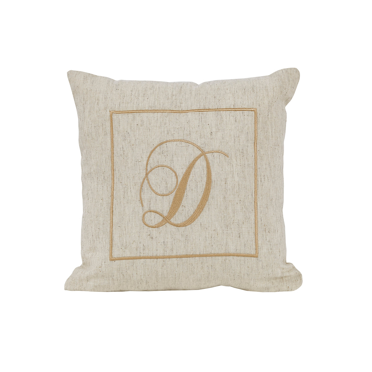 Maspar Machine Embroidery Monogram D/Cotton Flax Cushion Cover Beige