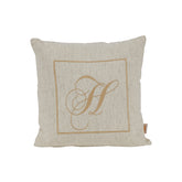 Maspar Machine Embroidery Monogram H/Cotton Flax Cushion Cover Beige