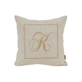 Maspar Machine Embroidery Monogram K/Cotton Flax Cushion Cover Beige